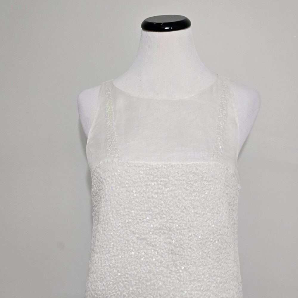 CHLOÉ 6HHT68 Archival SS 2006 Phoebe Philo Era Womens Silk Sequin Top Ecru FR 40